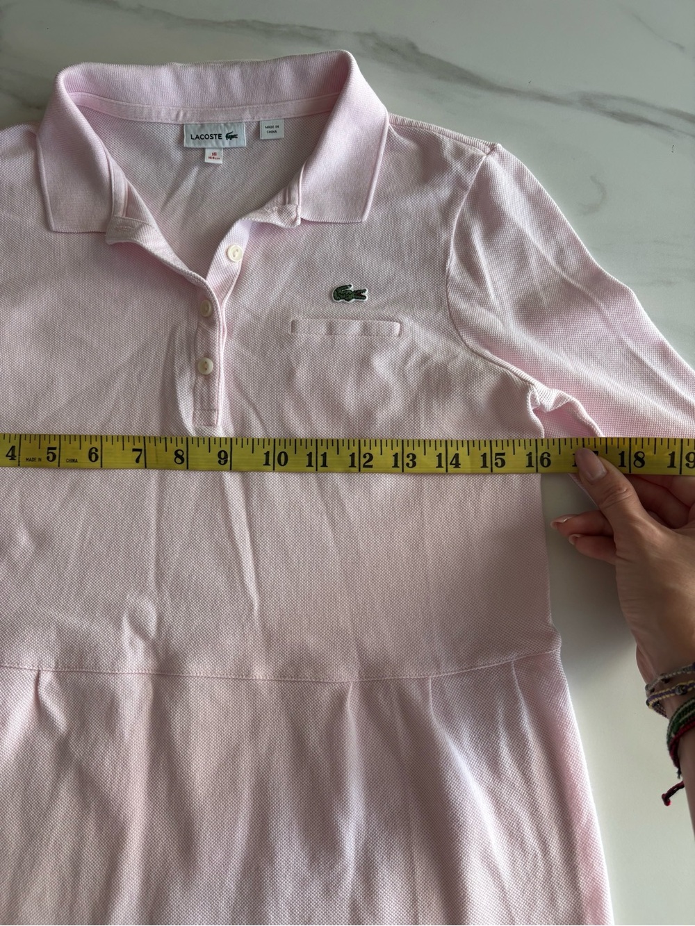Lacoste Pink Long-Sleeve Polo Dress 100% cotton 16 y.o. - Picture 7 of 10